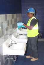 Pegula Center, Cleaning Bathroom